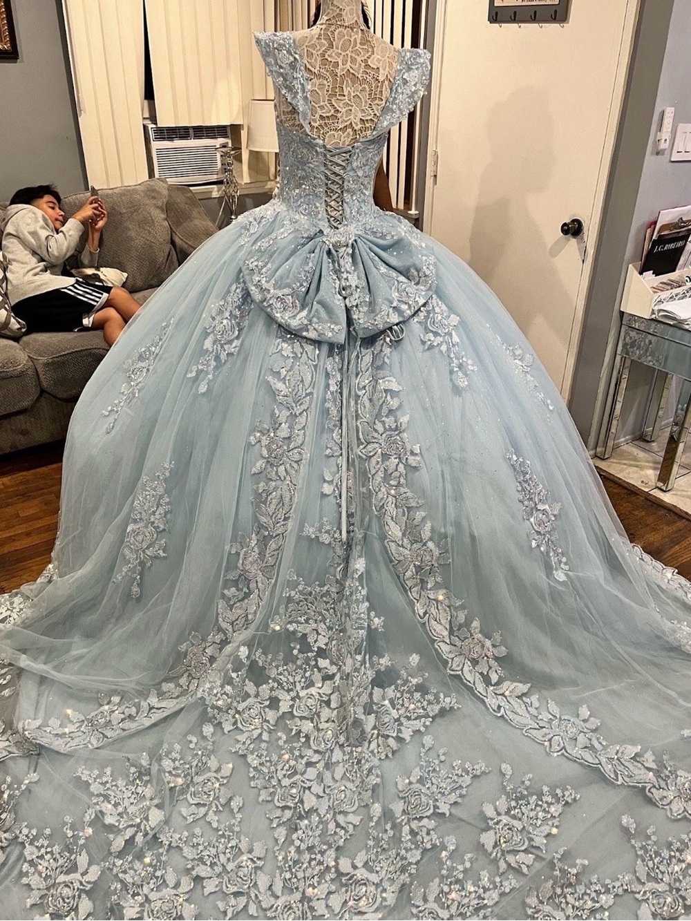 Elegant Light Blue quince dress